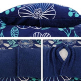 Ramesses Blue Flower Printed Sherpa Flannel Fleece Reversible Blanket Set Single/Double V442-KIT-BLANKET-SHERPAFLOWER-BLUE-DS