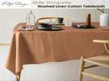 Vintage Design Homewares Helm Terracotta Washed Linen Cotton Tablecloth 150cm x 275cm V442-HIN-TABLEC-HELMLINENC275CM-TERRA-RE