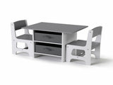 Keezi Kids Table and 2s Set Wooden Activity Table wit 2 Storage Drawers, Toddler Table and KTC-G-MS-GY