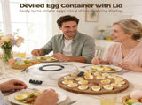 Deviled Egg Container with Lid, Wooden Deviled Egg Tray with 24 Slots, Food Carrier Platter with V1369-AZ3-W-08824