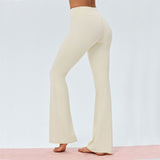 Beige Size XL Women's High Waisted Yoga Flare Leggings - V Back Seam Micro Flare Workout Pants with V888-ELOSUNG57305-4