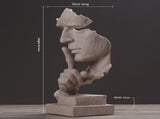Sandstone color Modern 'Silence is Golden' Abstract Sculpture - Nordic Resin Art Statue for Office & V888-ELOSUNG34505
