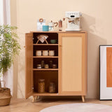 VEVOR Rattan Shoe Cabinet 5 Tiers Shoe Organizer 2 Doors & Adjustable Shelves V952-DMTBXJ2M293718WI7V0