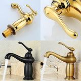 Antique Bronze Basin Faucet Porcelain Handle, Single Lever Deck-Mounted Mixer Tap, Vintage Style V1107-113-85547-WHT