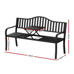 Gardeon Outdoor Garden Bench Seat Loveseat Steel Foldable Table Patio Furniture Black GB-STEEL-TABLE-BK