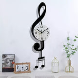 White Brown Treble Clef Wall Clock Music Themed Wall Clock Unique Home Decor Clock Office V1347-115-BRO-70622