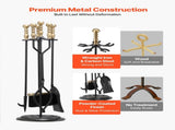 Fireplace Tool Set, 5 PCS Tool Set and Holder with Five-Prong Stand, Tongs, Ash Shovel, Brush, V952-BLGJTJ5JTWZGPZ6MX001V0