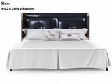 White 152x203x38cm Elastic Bed Skirt - Thickened Polyester Fitted Valance with Double-Layer V888-ELOSUNG56152-6