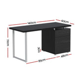 Artiss Computer Desk Drawer Black 140CM DESK-140M-BK-AB