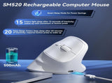 SOLAKAKA SM520 Tri-Mode Vertical Ergonomic Mouse, 24000 DPI Programmable Wireless Vertical V1300-SM520-WHITE