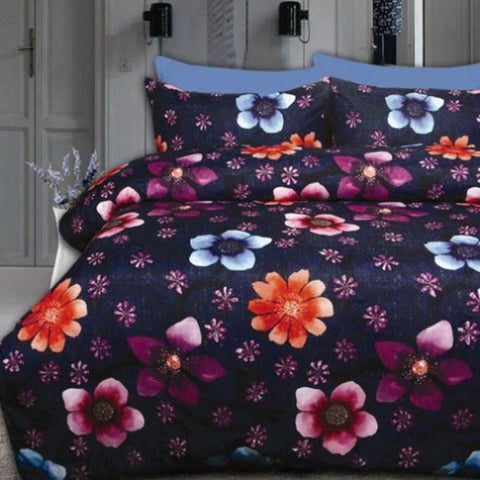 Big Sleep Floating Flowers Quilt Cover Set Single V442-HIN-QUILTCS-FLOATINGFLOWERS-NAVY-SB