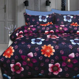 Big Sleep Floating Flowers Quilt Cover Set Double V442-HIN-QUILTCS-FLOATINGFLOWERS-NAVY-DS