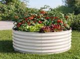 Green Fingers Round Metal Raised Garden Bed 90x45cm Planter Box White GARDEN-AG-ROU-9045-WH