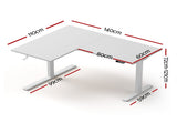 Artiss L-Shape Standing Desk Sit Stand Up Height Adjustable Electric Motorised White HASD-ET262DL-WH-AB