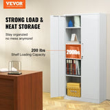 VEVOR Metal Storage Cabinet w/ 3 Keys Adjustable Shelves & Magnetic Door White V952-DXCWJCQBY51808OP2V0