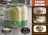 Food Grain Container Large Capacity 9L 6 Grid Rotatable Rice Dispenser Sealed Grain Food V1294-YM0523-10341434