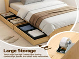 Artiss King Single Bed Frame with 2 Drawers Platform Bed with Headboard Bed Base with USB Ports WBED-F-AURA-KS-WD-AB