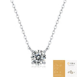 Eternal Heart Moissanite Pendant Necklace 925 Silver Plated in White Gold, 1 Carat Round Cut with V1341-ZY-D5X75L9A-MOISSANITE05CARAT-PREMIUMS925