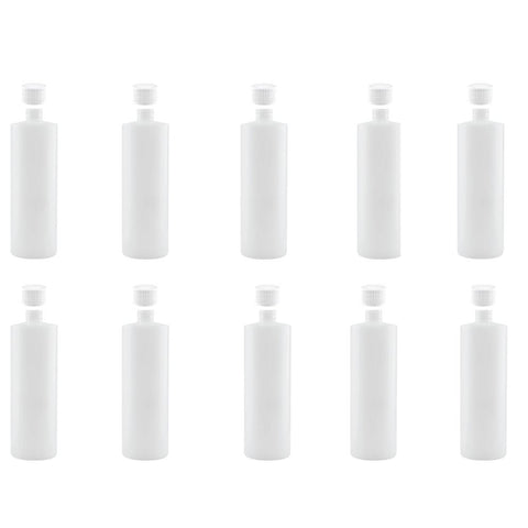 10x 250ml Clear HDPE Round Bottle 28/410 Caps - Empty Plastic Food Storage V238-SUPDZ-30342633554000