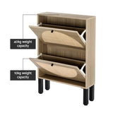 Artiss Shoe Rack Cabinet 2 Drawers Rattan 6 Pairs FUR-W-SHOE-RAT02-WD