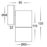 Tivah 5W 240V GU10 LED Tri Colour Single Fixed Wall Pillar Light, Black V1202-V1-HVLHV1127GU10T