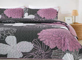 Grey Floral Elysian Bedspread Coverlet 3 Piece Set V745-AC080685Q13U