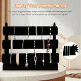 2Pack Velvet Bracelet Holder with 3 Tier Rack, Black Detachable Jewelry Display Stand T-Bar Necklace V1107-107-75439-BLK-2PACK