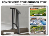Handrails for Outdoor Steps, 1-2 Step Stair Hand Rail Kit, Transitional Carbon Steel Railings with V952-BPXGMDZLSLZFZ28P2V0