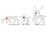 3pcs Lighted Christmasation Deer Home Warm White Light Iron LED Reindeer Family Set Tabletop V1294-YM0710-3115230130011