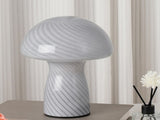 Stripe-Pure Grey-white Retro Swirl Glass Mushroom Table Lamp - LED Bedside Night Light V888-ELOSUNG28091