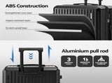 Wanderlite 4pcs Trunk Luggage Suitcase Set Travel Carry On TSA Lock Black LUG-ABS-TRUK01-4SET-BK