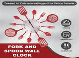 16 Inch Large Kitchen Wall Clocks with Spoons and Forks,3D Tableware Wall Clock Room Home V1370-AZ4-07582