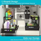 2-Tier Storage Shelf Spice Rack for Kitchen Bathroom Drawer Organization, Black V1188-MS-325-0799