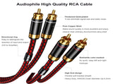 Auidophile 2RCA Male to 2RCA Male Stereo Audio Cable,Gold Plated 4N Oxgen-Free Copper Core V1259-DP01-A-2863