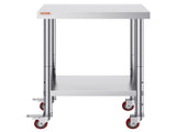 24x18x34 Inch Stainless Steel Work Table 3-Stage Adjustable Shelf with 4 Wheels Heavy Duty V952-CFGZT24X18X34YC01V0