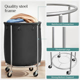 Steel Frame Laundry Basket Wheels, Black V178-56484