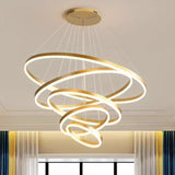 Gold 3 Rings Minimalist LED Pendant Light Adjustable Circular Chandelier V255-L-18815-G-246