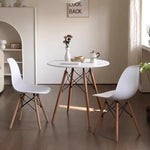 Wood Dining Table for 2-4 People,80cm DIA Modern Round Kitchen Table with Wood Legs for Dining Room, V541-AWS-017-1