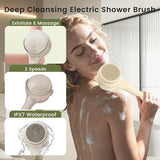 Electric Shower Body Scrubber Brush with 4 Heads, IPX5 Waterproof Rechargeable Back Cleaner for V1107-CS-DDXZSN