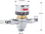 3-way thermostatic water mixer DN15, temperature control hot and cold, G1/2 NPS male connections, V1189-HB001WSRF00007