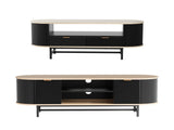 Artiss TV Unit & Coffee Table Set Storage Drawers Shelves Black Pine FUR-Z-TV-COF-BKWD