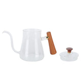 Coffee Kettle Pour Over High Borosilicate Glass Heat Resistant Round Wood Insulated Handle Gooseneck V1294-YM0714-3118210220111