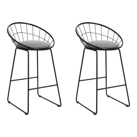 Artiss 2x Bar Stools Padded Seat Metal BA-TW-8128-BKX2