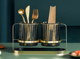 Chopsticks Drying Holder Iron PET Transparent Chopsticks Drying Caddy for Spoons Kitchen Green Gold V1294-YM0512-3118220266212