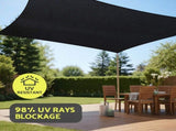 Instahut Sun Shade Sail Cloth 98% UV Block Outdoor Canopy Rectangle 5X6M Black SAIL-DL-H-5X6-BK