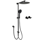 WELS Matte Black 12" 2in1 Round Shower Head Set Handheld Diverter Rail Wall Arm Twin Taps V1233-HR003M4CBSC842BKSR112BCPF0282ABK