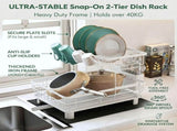 CARLA HOME 2 tier Dish Drying Rack with Drainboard & Utensil Holder for Kitchen LSB-36539