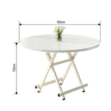 SOGA White Dining Table Portable Round Surface Space Saving Folding Desk Home Decor TABLERD722