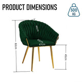SERENIT Emerald Green Modern Velvet Dining Chairs, Upholstered Living Room Chair with Woven Back V255-SE-GP1801-DC-EGREEN