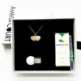 Gift Box - Aroma Necklace 925 Silver, Gold coated - Green Shell Paradise Peach Purify Oil V760-GBAJ - 11